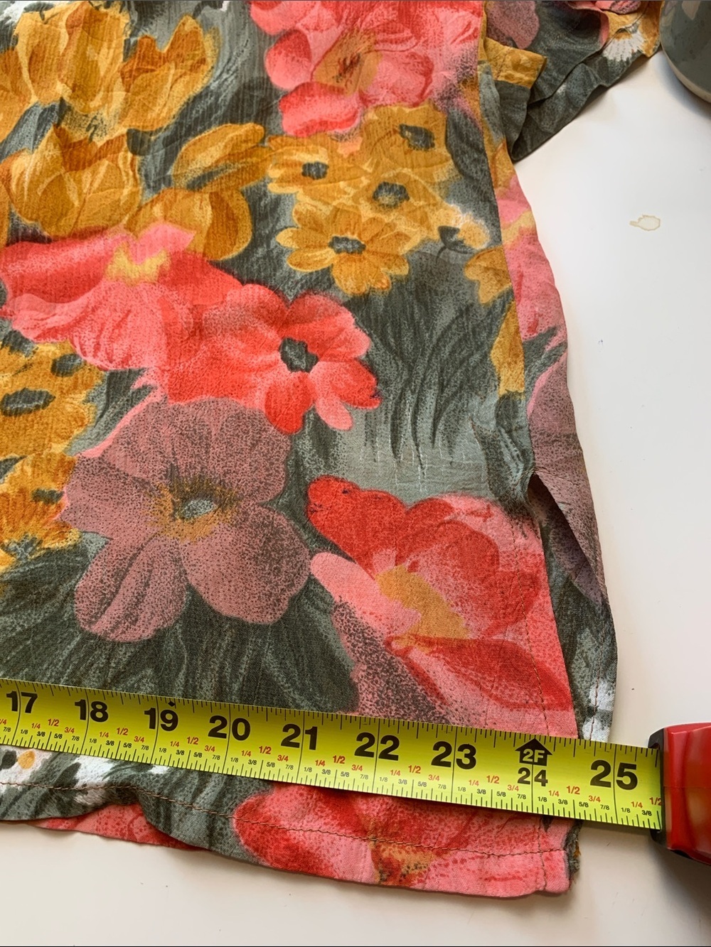 Vintage Rare Mango Bright Floral Top or Dress in Mustard w Coral & Green - Picture 12 of 17